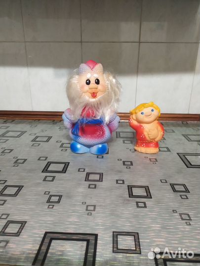 Дед мороз и Емеля.Игрушки СССР резиновые