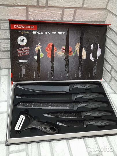 Набор кухонных ножей в кейсе новые