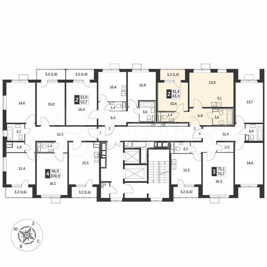 2-к. квартира, 43,5 м², 25/25 эт.