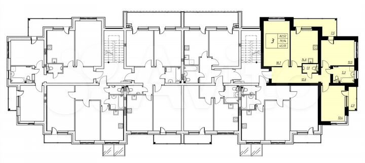 3-к. квартира, 82,5 м², 2/4 эт.