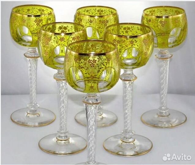 Рюмки двуцветные, антикварные, Богемия