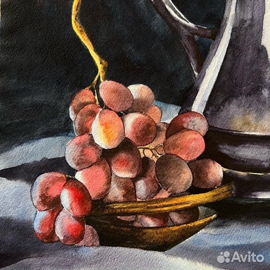 Акварельная картина. Синий натюрморт