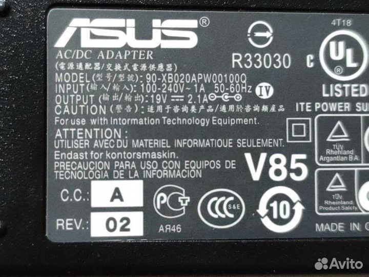 Блок питания для нетбука Asus 19v 2.1A 2.5x0.7
