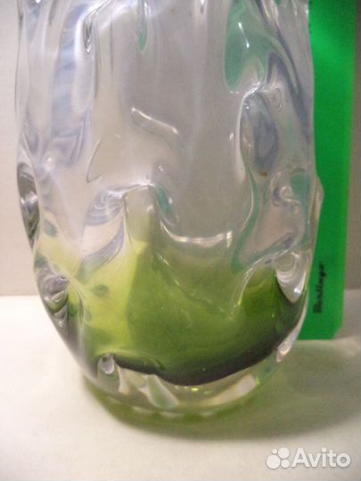 Ваза цветное стекло тяжелая толстостенная СССР Чех