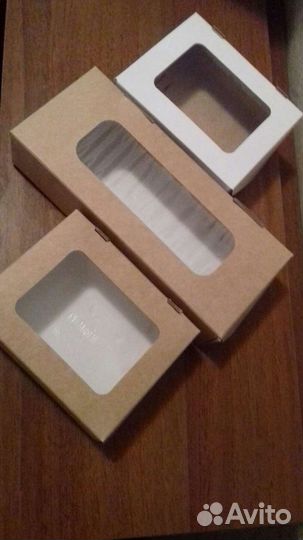 Самосборные крафт коробки с окном