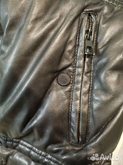 Мужской кожаный пуховик