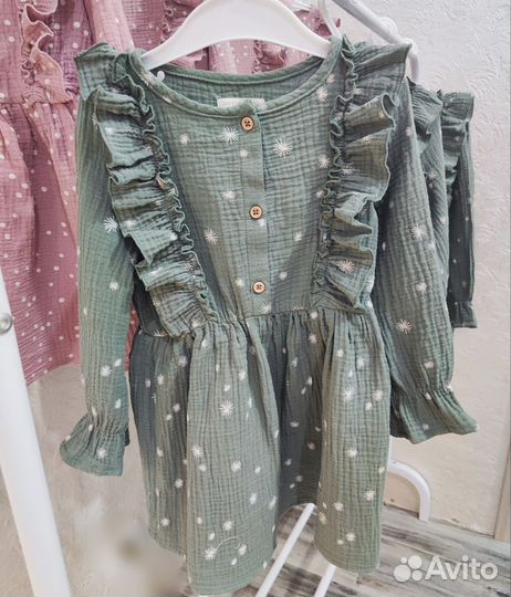 Муслиновое платье для девочки р. 104