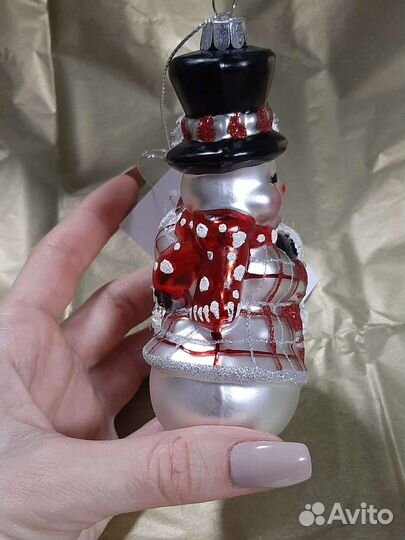 Ёлочные игрушки снеговики стекло