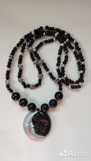 Бусы длинные/двухрядные солнце и луна