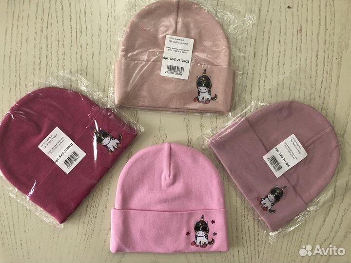 Новые шапочки для девочки единорожка на 3-6 мес