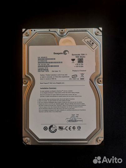 Жесткий диск HDD 1.5 TB Seagate Barracuda 7200.11
