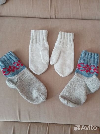 Шерстяные варежки перчатки