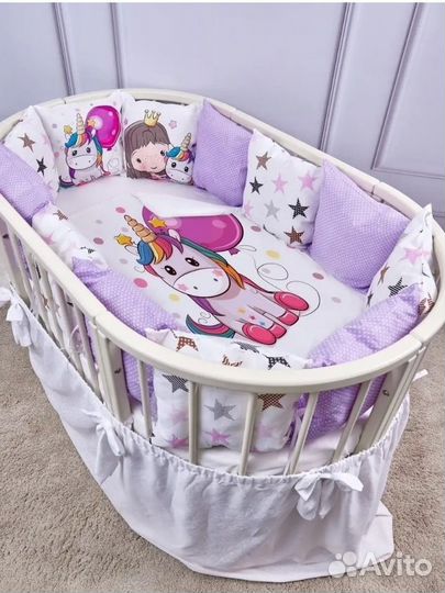 Бортики в детскую кроватку с одеялом новые