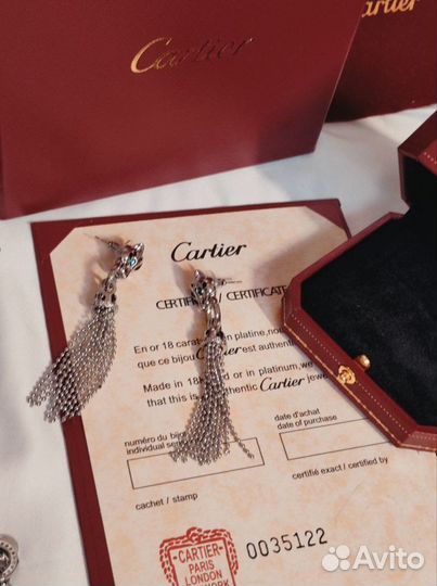 Cartier Картье серьги колье гравировки