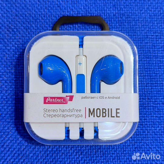 Новая гарнитура-наушники Partner Mobile (синяя)