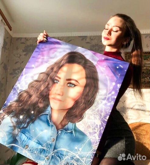 Портрет по фото на холсте подарок на свадьбу