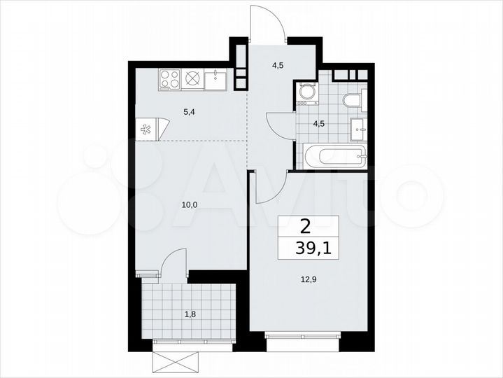 2-к. квартира, 39,1 м², 15/21 эт.