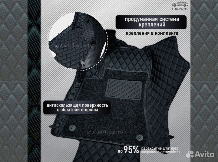 3D коврики из премиум экокожи Volvo S60 (3)