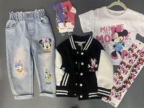 Бомбер, джинсы, футболка для девочки Минни Маус