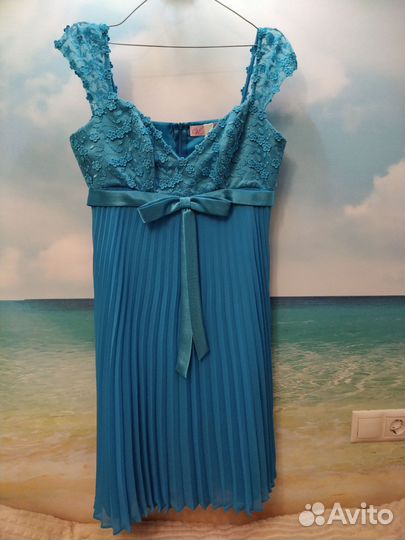 Вечернее платье 46-48 бирюзово-голубое