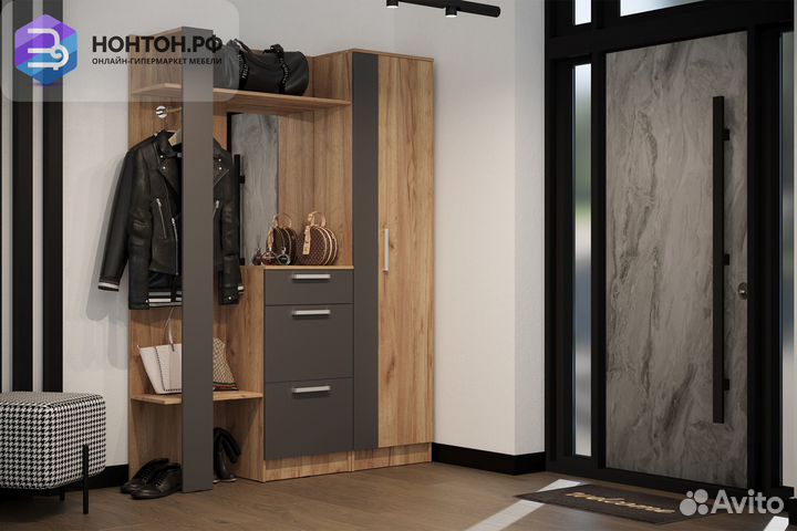 Комплект для прихожей Мартина графит / дуб крафт