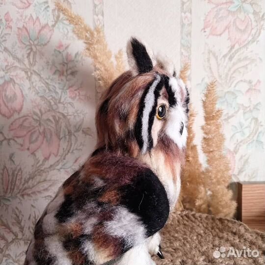 Сова из шерсти интерьерная игрушка