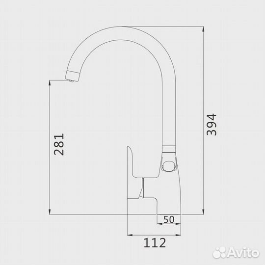 Смеситель для кухни с подключением фильтра Shevanik S368L, сатин