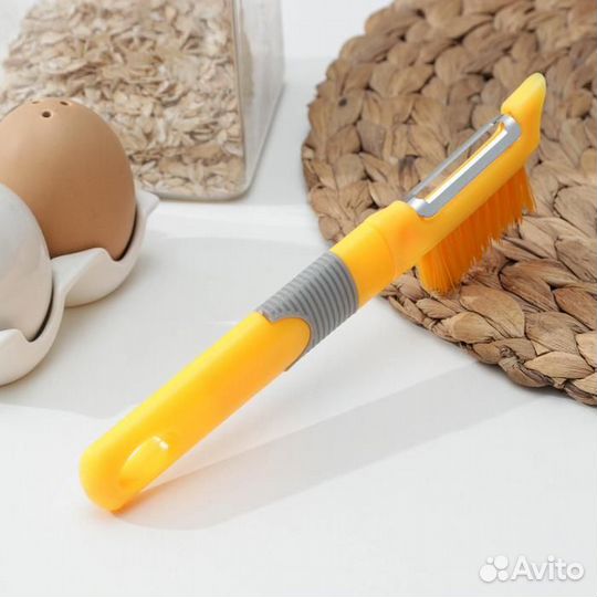 Овощечистка «Ритм», с щёткой, 20 см, цвет микс