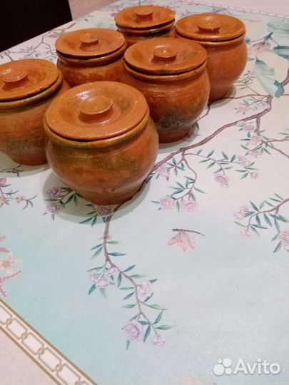 Горшок для запекания глинянные, с крыжечками СССР