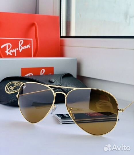 Очки ray ban aviator коричневые