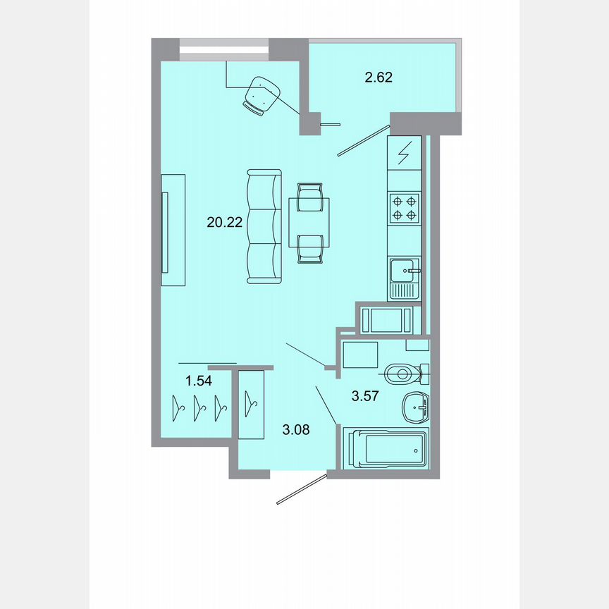 Квартира-студия, 28,7 м², 11/15 эт.