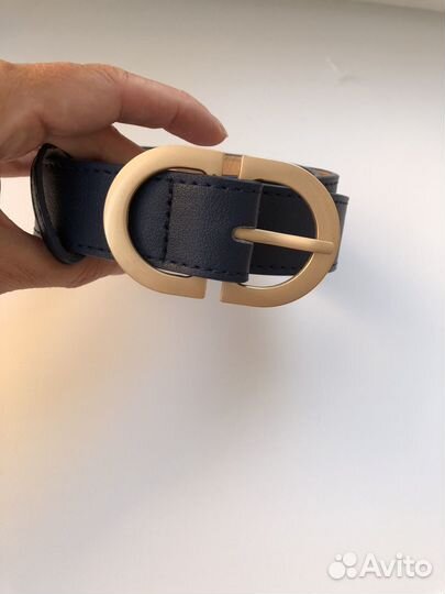 Ремень женский темно-синий, экокожа