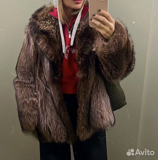 Винтажная шуба енот