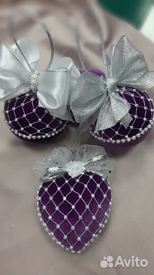 Елочные шары ручной работы из велюра