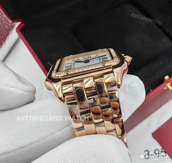 Часы Cartier panthere розовое золото с камнями нов