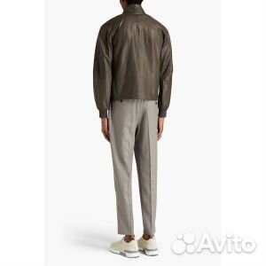 Стеганая куртка из перфорированной кожи zegna, сер