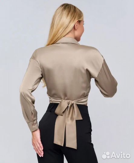 Блузка атласная на запах