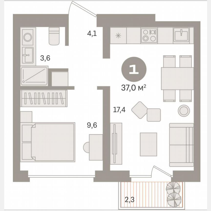 1-к. квартира, 37 м², 27/30 эт.