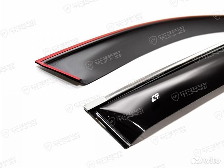 Дефлекторы окон Nissan NP300 (D22) с хромом