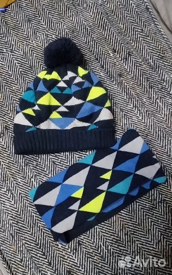 Комплект шапка и шарф для мальчика весна осень