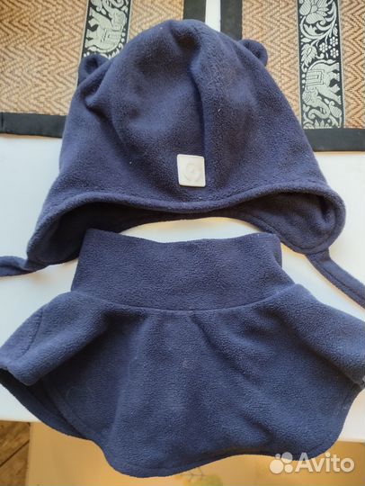 Шапка и манишка crockid флис 46 48 6 мес 1.5 года