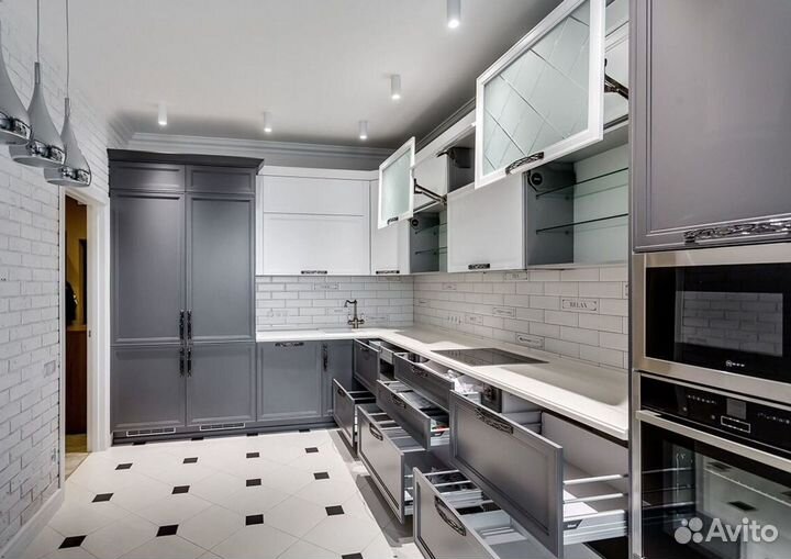 Кухня Серая Классик по индивидуальному заказу