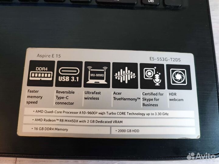 Мощный ноутбук Acer E15 E5-553G-T2DS А10/16Gb/2Tb