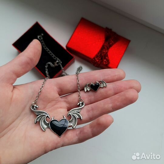 Комплект кулон и кольцо готика y2k украшения