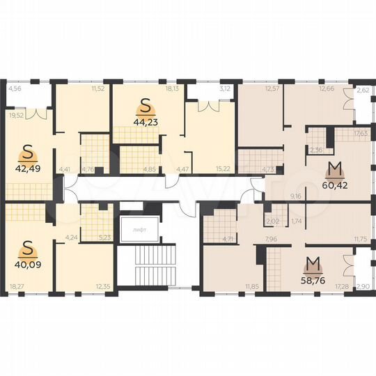 2-к. квартира, 58,8 м², 5/5 эт.