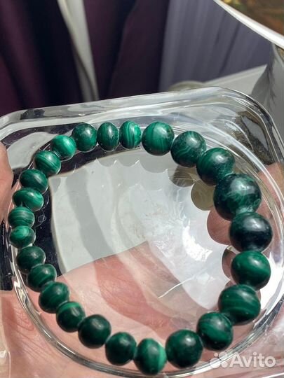 Браслет из природного малахита