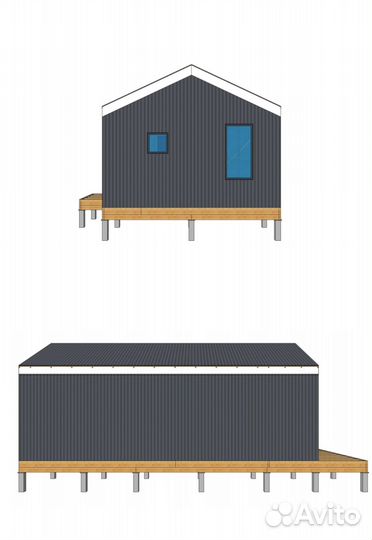 Готовый проект дома barn house, барнхаус 52м2