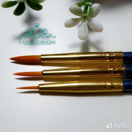 Кисти для дизайна ногтей в акварельной технике 3шт