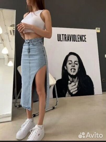 Юбка женская длинная с разрезом плотная