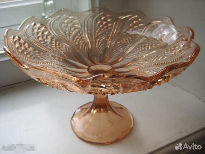 Ваза для фруктов цветное стекло СССР